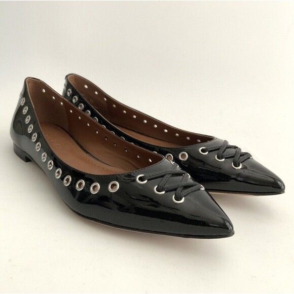 Coach Flats 6M Black All Leather Point-toe Lace-up Front Breathable Grommet - Picture 12 of 12